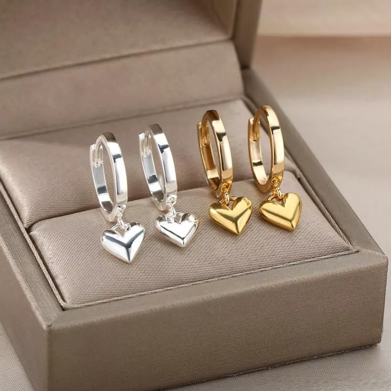 Stainless Steel Heart Earrings For Women Vintage Gold Color Love Heart Drop Earring Wedding Christmas Jewelry Gift Bijoux Femme Stainless Steel Heart Earrings For Women Vintage Gold Color Love Heart Drop Earring Wedding Christmas Jewelry Gift Bijoux Femme
