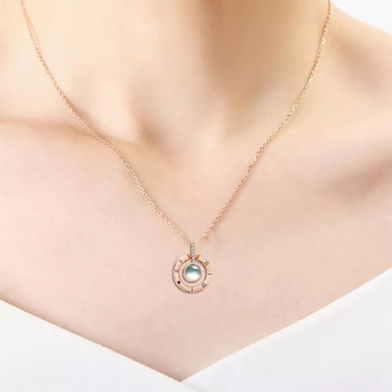100 Languages I Love You Projection Pendant Necklace For Women Couple Romantic Memory Necklace Wedding Jewelry Valentine's Day 100 Languages I Love You Projection Pendant Necklace For Women Couple Romantic Memory Necklace Wedding Jewelry Valentine's Day